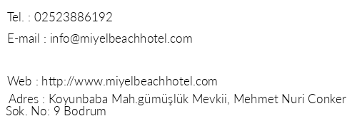 Miyel Beach slami Clup Hotel telefon numaralar, faks, e-mail, posta adresi ve iletiim bilgileri